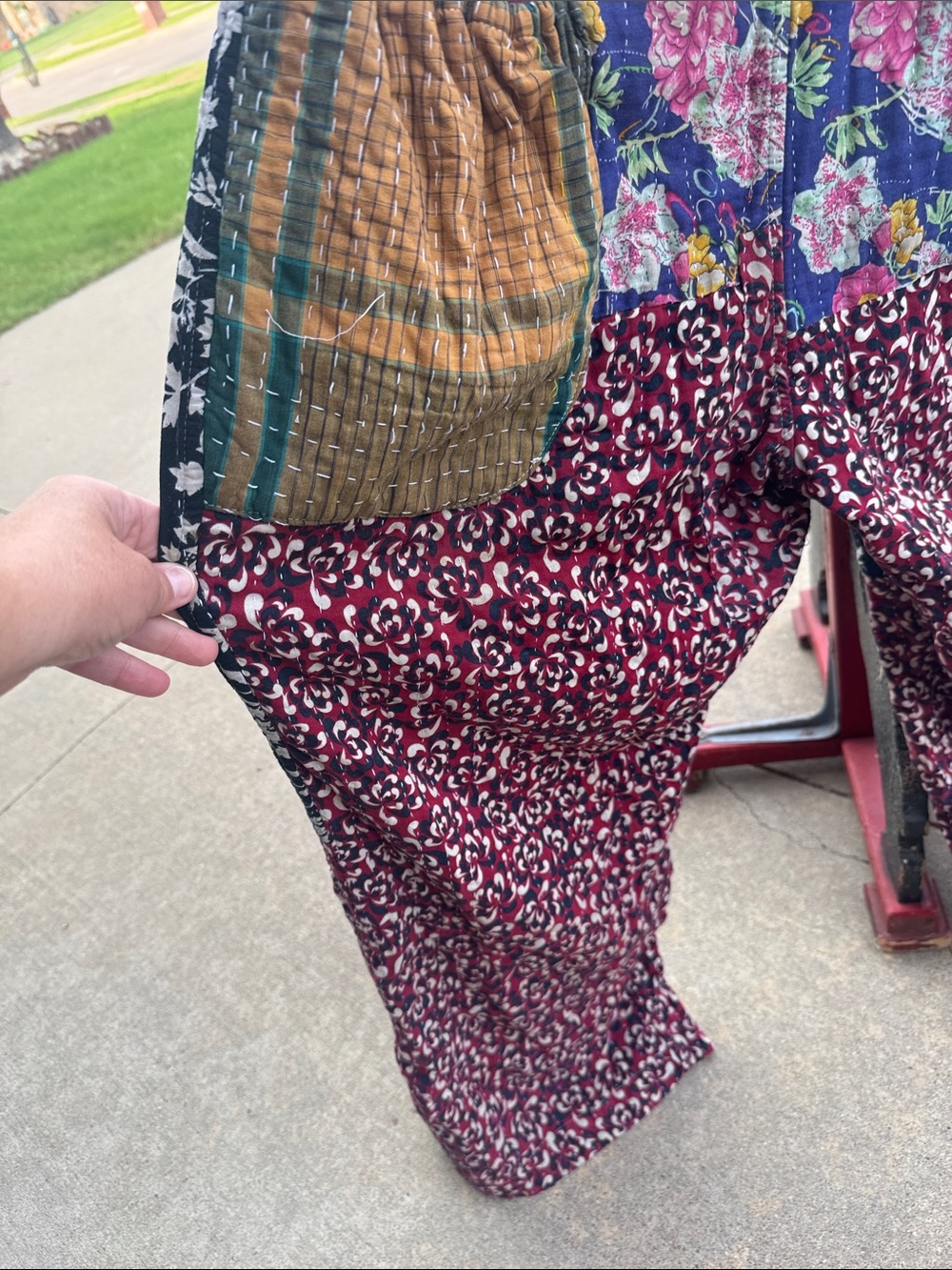Kantha Patchwork Boho Jumpsuit with Button Front - Picture 4 of 12